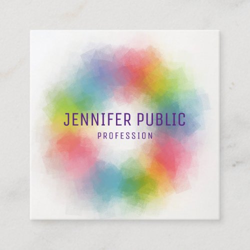 Trendy Colorful Modern Elegant Template Square Business Card