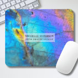 Trendy Colorful Modern Name Mouse Pad<br><div class="desc">Stunning and colorful rainbow hued labradorite stone photo makes the perfect backdrop for a simple and modern design. This is a closeup of a real natural labradorite stone with blue, purple, pink, yellow, and green. These can be used for any business or individual, or it would also be perfect for...</div>