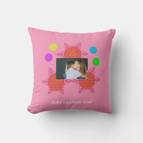 Trendy colorful modern pink christmas photo throw pillow