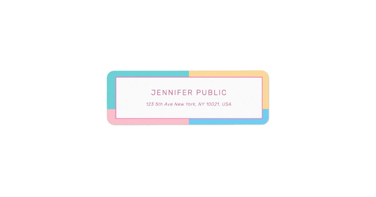 Trendy Colorful Modern Template Return Address Label | Zazzle
