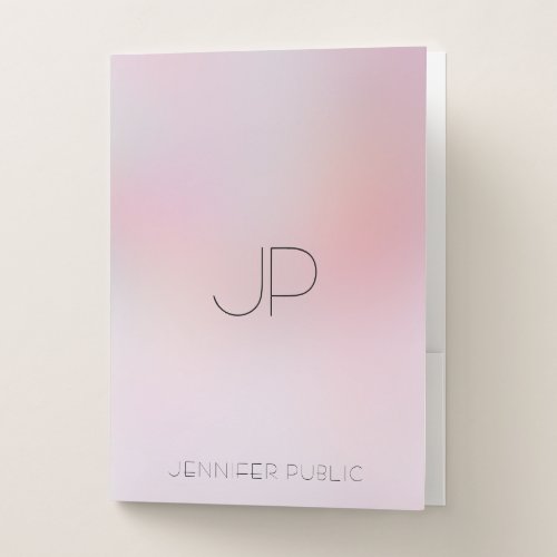 Trendy Colorful Monogram Elegant Modern Template Pocket Folder