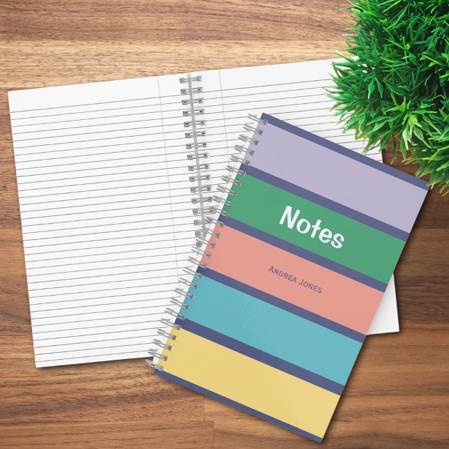 Trendy Colorful Monogrammed Full Name Notes Notebook (Creator Uploaded)