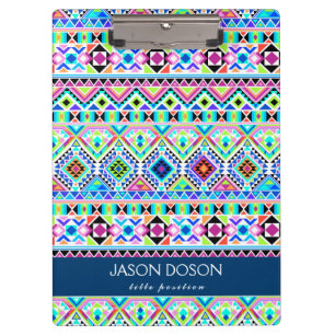 Trendy Colorful Native Aztec Tribal Clipboard