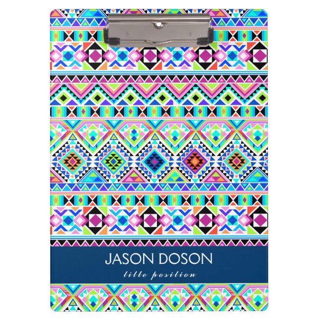 Trendy Colorful Native Aztec Tribal Clipboard (Front)