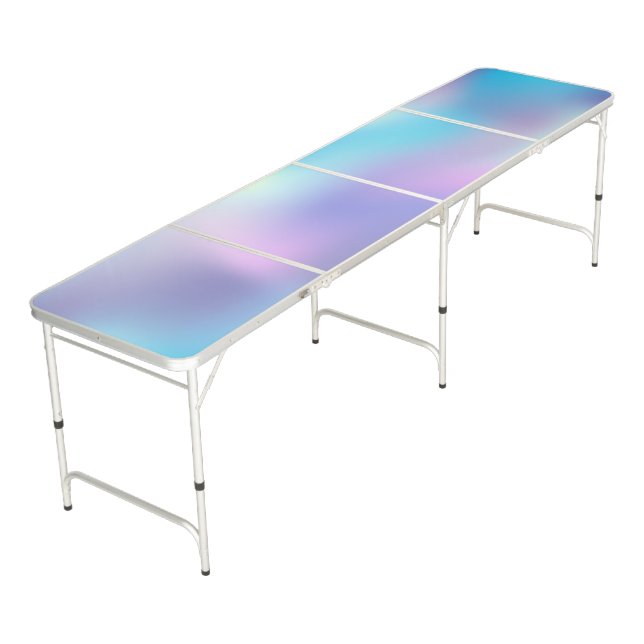 Trendy Colorful Ombre Holographic Beer Pong Table (Angled)