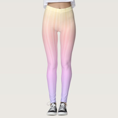 Trendy  Colorful Ombre Pastel Rainbow Leggings