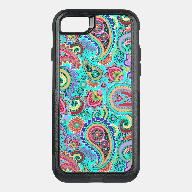 Trendy Colorful Paisley Seamless Pattern Otterbox iPhone Case (Back)