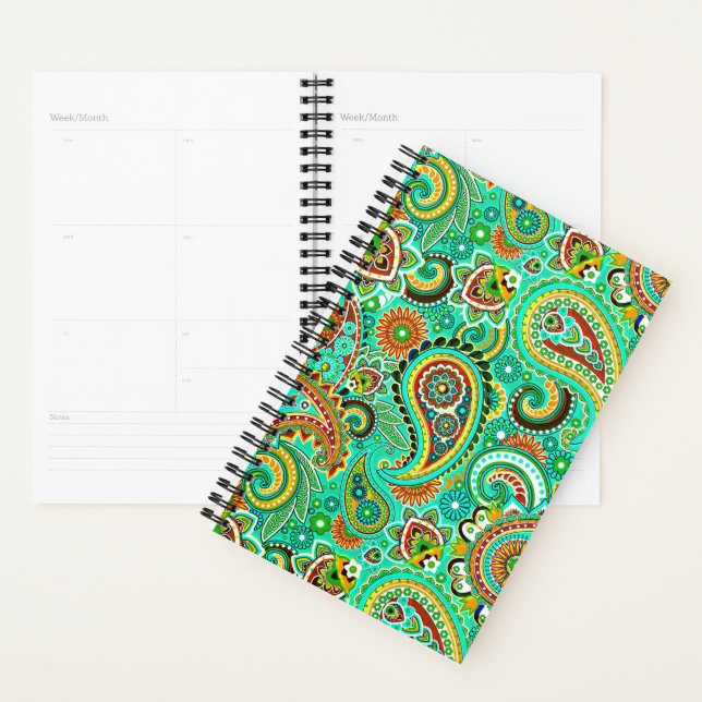 Trendy Colorful Paisley Seamless Pattern Planner (Display)