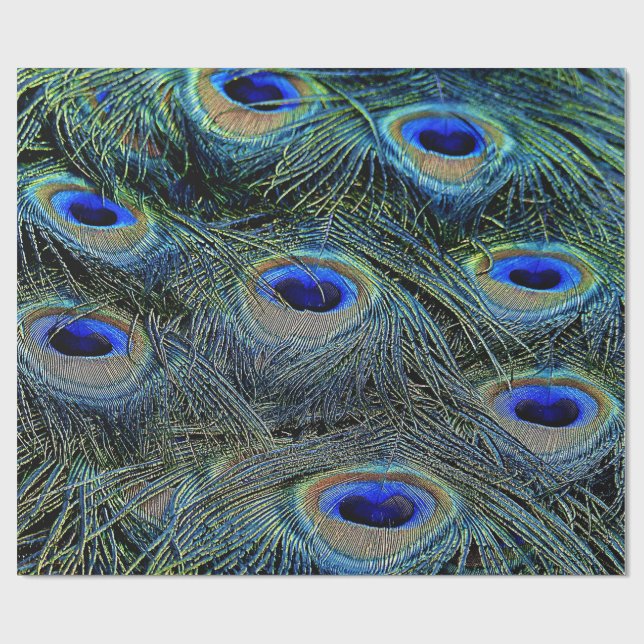 Trendy Colorful Peacock Feathers Wrapping Paper (Flat)