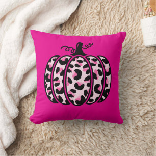Trendy Colorful Pink and Black Cow Print Throw Pillow