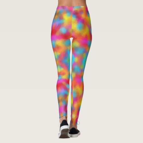 Trendy Colorful Pink Red Blue Green Yellow Modern Leggings
