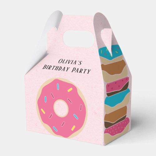 Trendy Colorful Pink Sprinkle Donut Girl Birthday  Favor Boxes