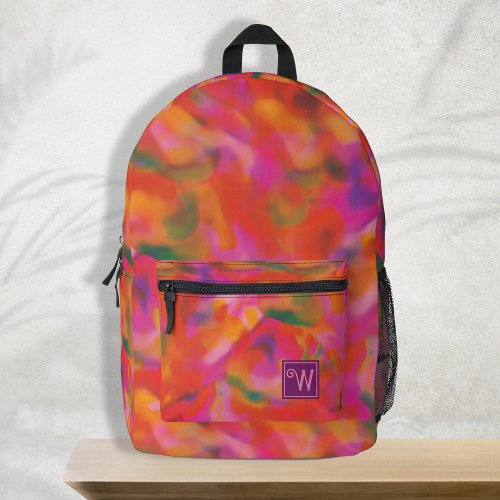 Trendy Colorful Pink Yellow Green Tie Dye Pattern Printed Backpack