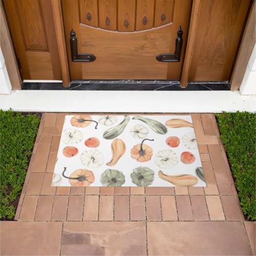 Trendy Colorful Pumpkin Pattern  Autumn Vibes Doormat