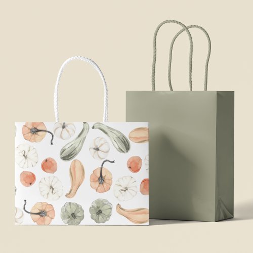 Trendy Colorful Pumpkin Pattern  Autumn Vibes Large Gift Bag