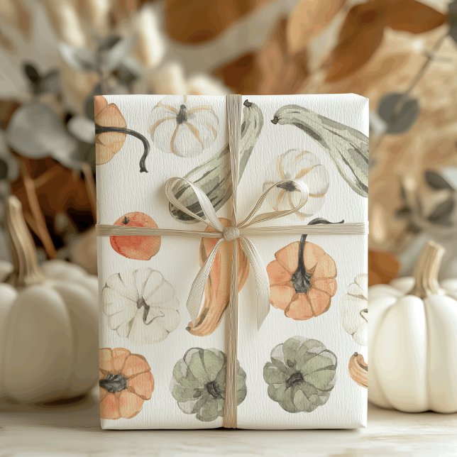 Trendy Colorful Pumpkin Pattern | Autumn Vibes Wrapping Paper (Creator Uploaded)