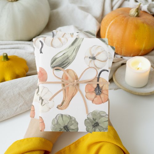 Trendy Colorful Pumpkin Pattern  Autumn Vibes Wrapping Paper Sheets