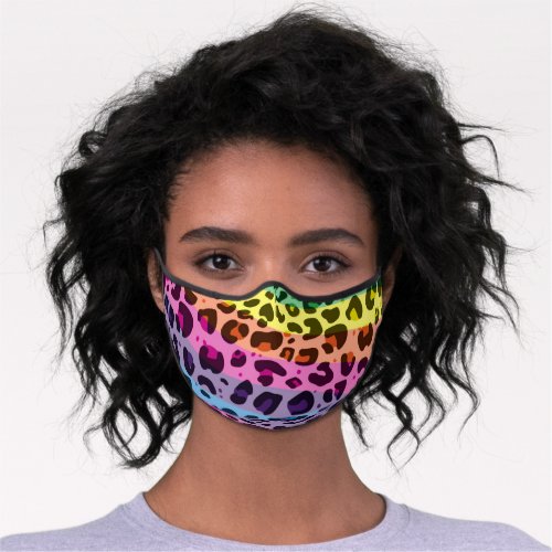 Trendy colorful rainbow leopard print modern girly premium face mask