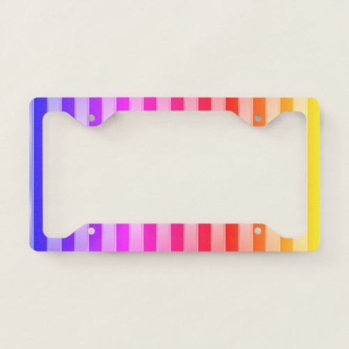 Trendy Colorful Rainbow Stripes License Plate Frame
