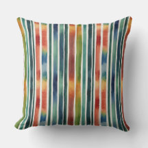 Trendy Colorful Rainbow Stripes Watercolor Throw
