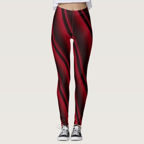 Trendy Colorful Red and Black Paint Swirl  Legging