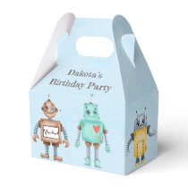 Trendy Colorful Robots Boy Birthday Party Favor Boxes