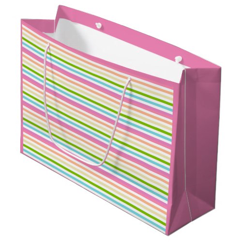 Trendy Colorful Stripes Template Pink Blue Green Large Gift Bag