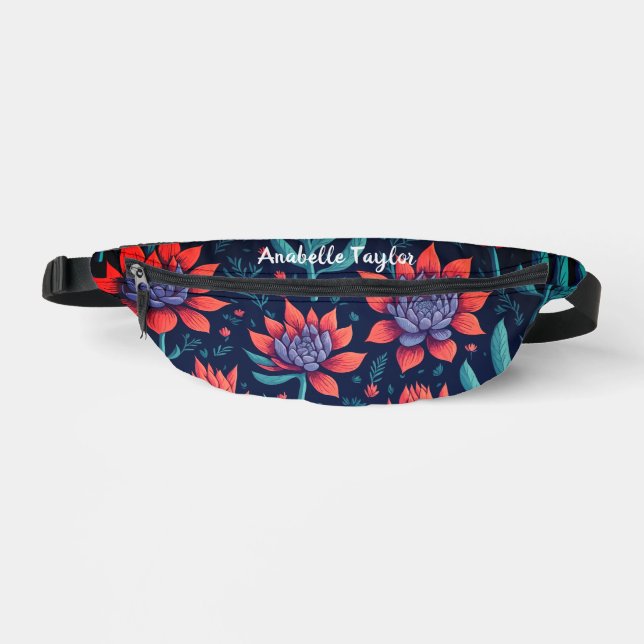 Trendy Colorful  Succulents Garden Floral Pattern  Fanny Pack (Front)
