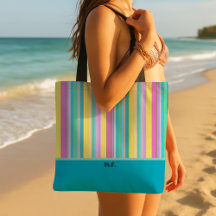 Trendy colorful Summer Stripes Tote