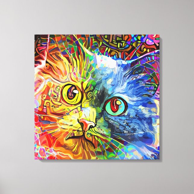 Trendy Colorful Tabby Cat Canvas Print (Front)