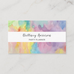 Trendy Colorful Watercolor Abstract Art Unique Business Card
