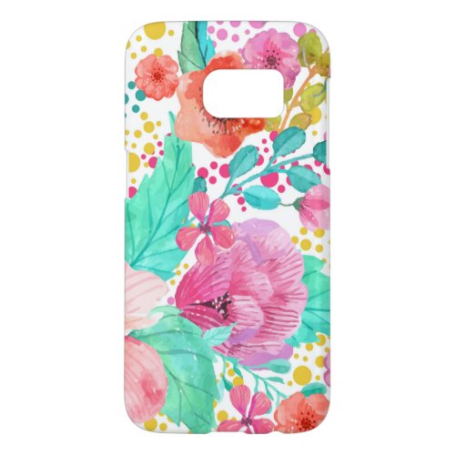 Trendy Colorful WaterColor Floral Collage Samsung Galaxy S7 Case