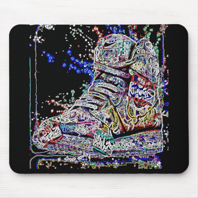 Trendy colorful watercolor graffiti Sneakers Mouse Pad (Front)