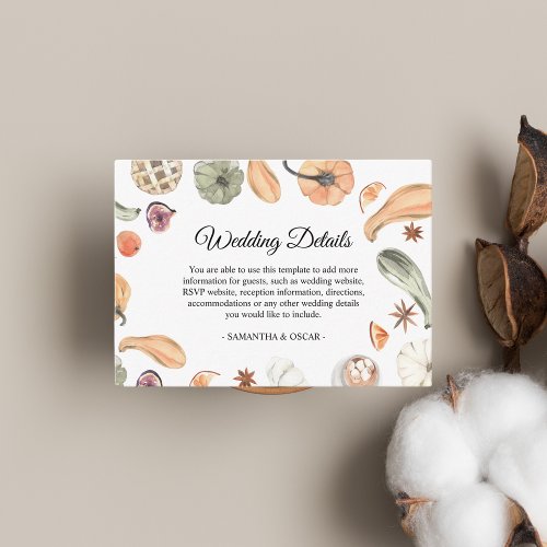 Trendy Colorful Watercolor Pumpkin  Autumn Vibes Enclosure Card