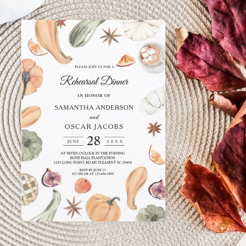 Trendy Colorful Watercolor Pumpkin  Autumn Vibes Invitation