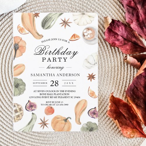 Trendy Colorful Watercolor Pumpkin  Autumn Vibes Invitation