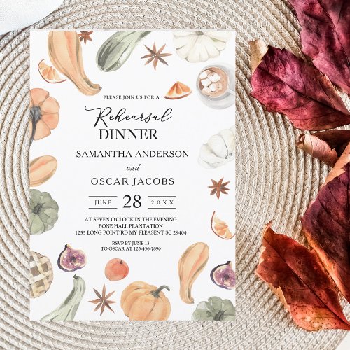 Trendy Colorful Watercolor Pumpkin  Autumn Vibes Invitation