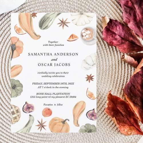 Trendy Colorful Watercolor Pumpkin  Autumn Vibes Invitation