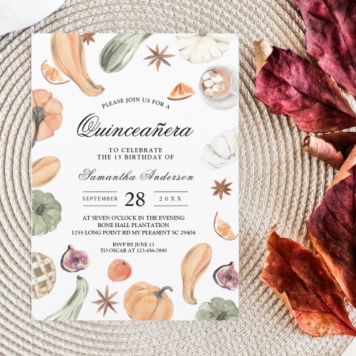 Trendy Colorful Watercolor Pumpkin  Autumn Vibes Invitation