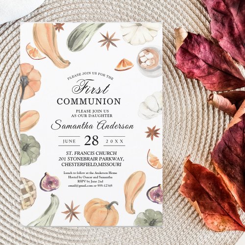 Trendy Colorful Watercolor Pumpkin  Autumn Vibes Invitation