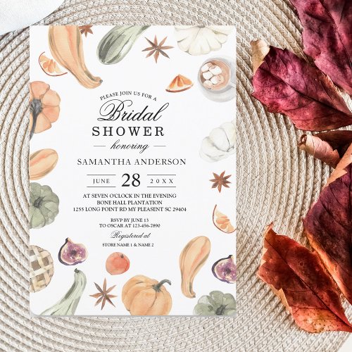 Trendy Colorful Watercolor Pumpkin  Autumn Vibes Invitation