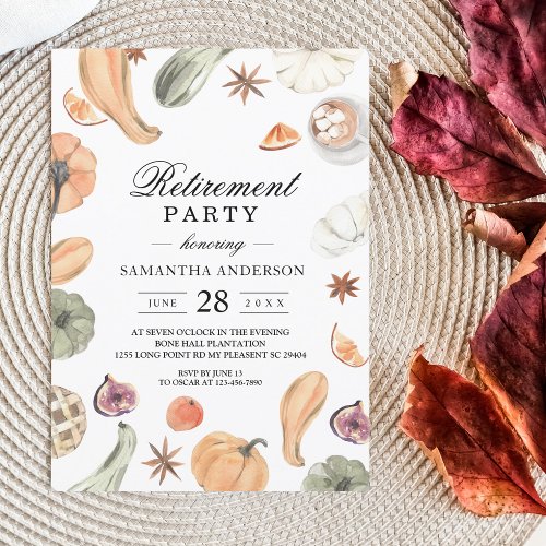 Trendy Colorful Watercolor Pumpkin  Autumn Vibes Invitation