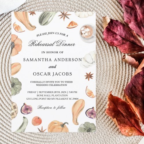 Trendy Colorful Watercolor Pumpkin  Autumn Vibes Invitation