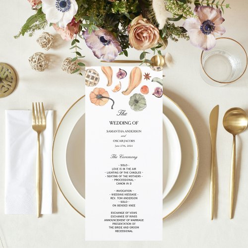 Trendy Colorful Watercolor Pumpkin  Autumn Vibes Menu