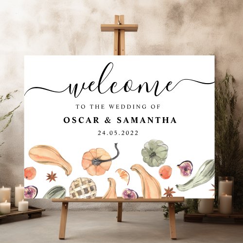 Trendy Colorful Watercolor Pumpkin  Autumn Vibes Sign