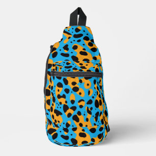 Trendy Colorful Wild Leopard Pattern Name Sling Bag