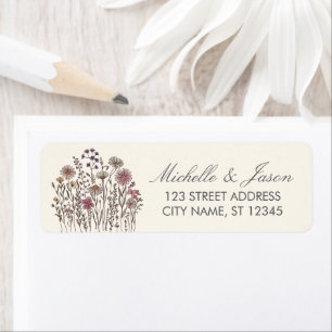 Trendy Colorful Wildflower Wedding Return Address Label