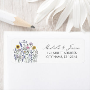 Trendy Colorful Wildflower Wedding Return Address  Label