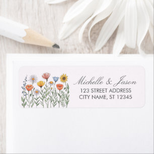 Trendy Colorful Wildflower Wedding Return Address  Label