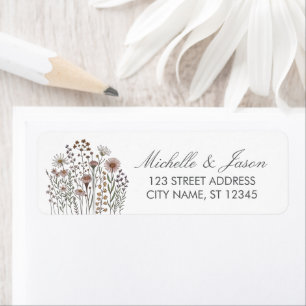 Trendy Colorful Wildflower Wedding Return Address Label